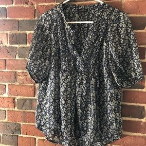 Small Blue Floral Printed Lucky Brand Shirt
